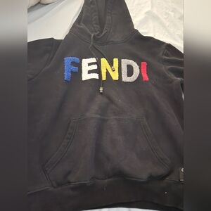 Fendi Black Hoodie with Colorful Logo